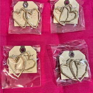 Crystal Avenue Gold Heart Earrings Set